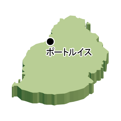 モーリシャス共和国無料フリーイラスト｜首都名・立体(緑)